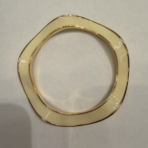 Kate Spade Cream Enamel Gold-Trim Wavy Bangle Bracelet